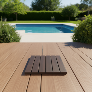 Dalles de terrasse emboîtables 12 x 12 en bois d'acacia brun foncé, carrées, pour l'extérieur, patio et piscine - Product Image 2