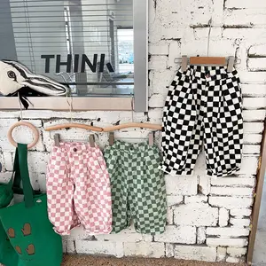 Summer online stores hot sale latest kids high street clothing ins new fashion toddler baby boys girls cool checkerboard pants