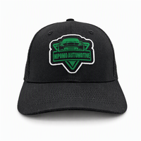 Casquette Trucker à Patch Brodé Six Panneaux Snapback Noir Vert Kelly Emblème Automobile Certifié CE Vente en Gros