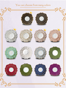 Assiettes à salade en céramique <span class=keywords><strong>de</strong></span> 6,5 pouces, multicolores, bord doré festonné, vaisselle personnalisée en gros pour mariage, banquet, hôtel - Product Image 5