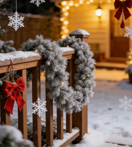 Couronnes <span class=keywords><strong>de</strong></span> <span class=keywords><strong>Noël</strong></span> <span class=keywords><strong>de</strong></span> luxe en PVC faites à la main, vente en gros d'usine, décorations d'arbre inversées, couronnes floquées effet neige pour décorations festives - Product Image 6
