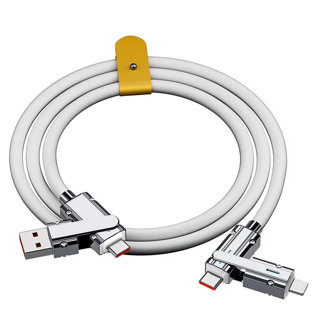 Hot Sell PD 6A 120W Zinc Alloy 180 Degree Rotating Silicone Thick Fast Charge Type-C Micro USB Cable Braid Shielding Pure Copper