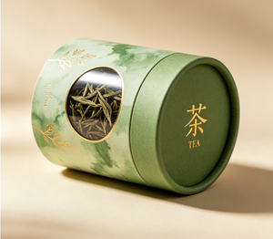 Green Tea Packaging Tube With Gold <b>Foil</b> Design Recyclable Craft Paper Cylinder Loose Leaf Tea <b>Container</b> - Product Image 2