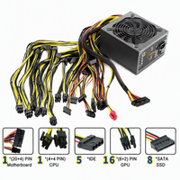 Alimentation serveur haute efficacité 2000W, PFC actif, alimentation PC ATX, 6*6+2 broches, prend en charge 8 cartes graphiques