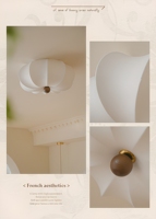Plafonnier en Faux Soie Effet Pétale de Citrouille, Style Wabi Sabi Japonais Crème, Dimmable E27 pour Chambre, Salon, Salle à Manger, Bureau