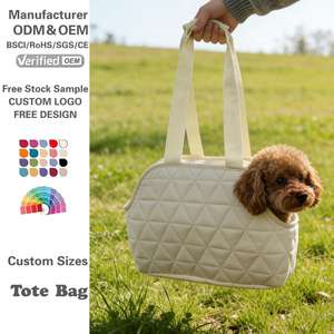 Bolsas Personalizadas para Mascotas con Logotipo Personalizado, Bolsa de Transporte Resistente de Lona de Algodón Blanco - Product Image 1