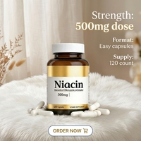Niacine 500mg Sans Détoxification Sans Gluten Complément Vitaminique Inositol Hexanicotinate pour l'Énergie Cellulaire et la Santé du Système Nerveux des Adultes