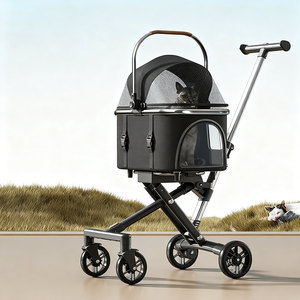 Noir/kaki/Beige détachable pliable en alliage d'aluminium acier à haute teneur en carbone Oxford tissu Pet <span class=keywords><strong>chat</strong></span> chien <span class=keywords><strong>poussette</strong></span> <span class=keywords><strong>pour</strong></span> petits animaux de compagnie moyens - Product Image 5
