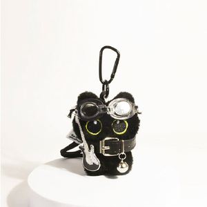 Porte-clés Peluche Chat Noir Mignon avec Écharpe, Jouet Doux en Peluche, Pendentif Adorable pour Sac d'École, Décoration, Cadeau pour Couple - Product Image 3