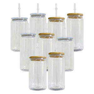 Gobelets en plastique transparents incassables de 16 oz et 20 oz pour enfants, avec couvercle en bambou et paille, pour wraps UV DTF - Product Image 1