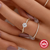 Mode vente chaude 925 en argent Sterling classique à six griffes princesse coupe CZ Zircon à la mode fête bague de mariage