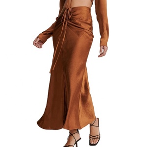 <strong>Ladies</strong> Fashion Custom Design Drawstring Satin Maxi <strong>Skirt</strong> High Waist Long <strong>Skirt</strong> Vintage Elegant Long Casual <strong>Skirt</strong> <strong>for</strong> <strong>Ladies</strong> - Product Image 4