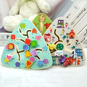 Juguete de Madera Personalizado de Fábrica, Rompecabezas de Laberinto Triangular, 4 Temas, Juego de Clasificación de Formas, Juego de Caminos, Juguete Educativo para el Desarrollo Cognitivo de los Niños - Product Image 3