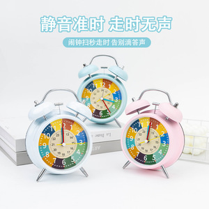 Reloj despertador retro con esfera colorida, 12/24 horas, hora dual, para niños, aprendizaje, dormitorio, escritorio, funciona con pilas, cuarzo - Product Image 5