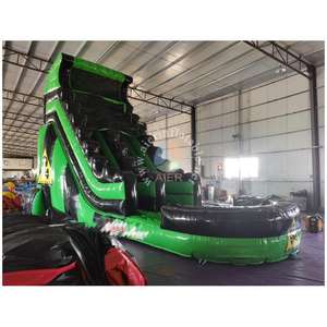 Toboggan aquatique gonflable à thème Green Toxic <span class=keywords><strong>avec</strong></span> <span class=keywords><strong>piscine</strong></span> à jets d'eau pour parc aquatique extérieur, jardin, été, enfants, adultes, <span class=keywords><strong>location</strong></span> pour fêtes et événements - Product Image 4