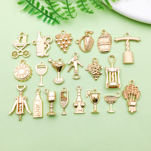 Gold Alloy Wine Series Charms For DIY Jewelry Bracelet Necklace Accessories Unisex Everyday Wear - Product Image 1