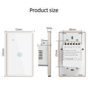 Interruptor de Luz Inteligente con Marco Metálico y Pantalla Táctil LangYeao, 1/2/3/4 Vías, Estándar Estadounidense, WiFi Tuya, 4 Colores, Compatible con <span class=keywords><strong>Alexa</strong></span> y Google Home - Product Image 6