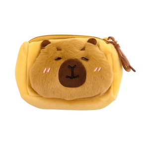 Porte-monnaie en peluche en forme de visage d'ours, portefeuille à fermeture éclair de 7 pouces, porte-clés de dessin animé pour enfants et filles - Product Image 1