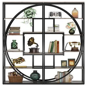 Libreria Industriale a 5 Ripiani, Scaffale Alto 180 cm con 8 Ripiani Aperti, Grigio Vintage - Product Image 6