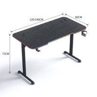 Bureau de jeu modèle A1 avec éclairage LED RGB, structure en acier durable, porte-gobelet et crochet pour casque, idéal pour les joueurs d'e-sport et la maison