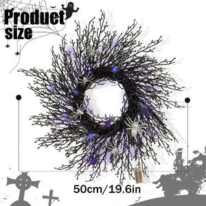 Guirnalda Artificial de Halloween con Arañas y Ojos de Araña Negros para Decoración de Puerta Principal, Interior y Exterior, para Fiestas - Product Image 5