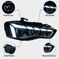 Ensemble de phares LED BK pour Audi A5 2012-2016, style RS5, DRL dynamique, clignotant séquentiel, lentille de projecteur bi-LED, plug and play