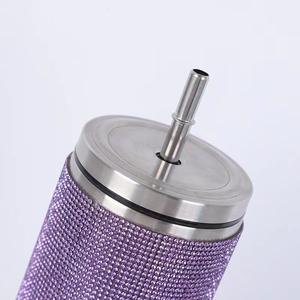 DD3073 40 oz Luxury Stainless Steel Bling Tumbler Rhinestone Diamond Glitter Design 12-24hr Thermal Insulation Straw Custom Logo - Product Image 4