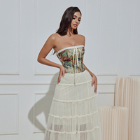 Corset bustier sans bretelles pour femme - Style vintage pastoral, ajusté, antibactérien, écologique, pour tous les jours, soirée, rendez-vous, invitées de mariage