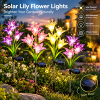 Lampe solaire LED Lily IP65 étanche à brancher au sol, allumage/extinction automatique pour cour extérieure, jardin, pelouse, paysage, décoration de vacances