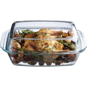 Plat à four en verre avec couvercle haut - Ustensile de cuisson compatible micro-ondes, four et lave-vaisselle - Product Image 1