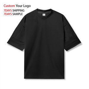 เสื้อยืดคุณภาพสูง ผ้าโพลีเอสเตอร์ผสมคอตตอน ทรงหลวม สีดำ สำหรับออกกำลังกาย ระบายอากาศได้ดี แห้งเร็ว พิมพ์ลายได้ตามต้องการ สำหรับผู้ชาย - Product Image 4