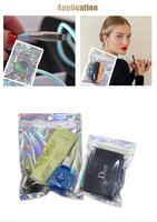 Petits emballages de bijoux personnalisés Sac en plastique à fermeture éclair Mini sacs de pochette holographique réutilisables avec logo et fenêtre transparente