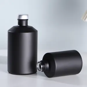 Garrafa de licor de vodka preta fosca vazia personalizada de 250ml e embalagem de vinho em vidro