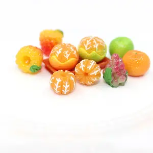 DIY装饰微型3D水果树脂凸圆形Kawaii仿真食品橙葡萄草莓水果工艺