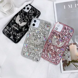 Luxe 3d Diy Bling Diamant Papillon Fleur Téléphone Cas Femmes Filles Strass Couverture Cas Pour Iphone 14 13 12 11 Pro Xr Xs Max 1
