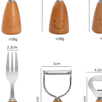 Ustensiles de cuisine pour enfants, ensemble de 12 pièces, manche en bois, outils de cuisine en acier inoxydable, préparation des aliments, cadeau