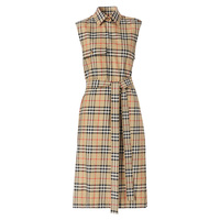 Robe Chemise Midi Classique pour Femme, Coupe Slim, Formelle, Vintage, à Carreaux, Sans Manches, avec Ceinture, en Coton, Style Cami Décontracté