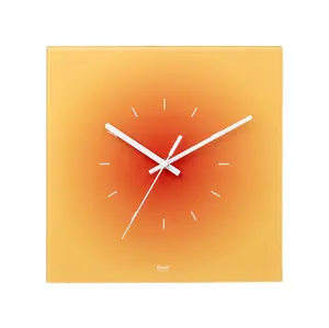 Horloge murale moderne carrée en acrylique, sans poinçon, coucher de soleil nordique en verre trempé, 12/14/16 pouces pour magasin à domicile