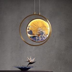 Lampe suspendue de style néo-chinois tout en cuivre émaillé, luminaire décoratif antique chinois moderne pour chambres à coucher, salles à manger - Product Image 6