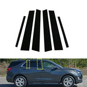 Window Protector 6PCS for Chevrolet Equinox 2017-2023 Side Door Frame Pillar Cover Glossy Black Mirror Center Pillar Sticker