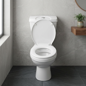 Inodoro de dos piezas de cerámica moderno, de precio económico, con descarga dual y sifón en P, directo de fábrica - Product Image 2