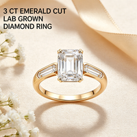 Bague en or 14 carats certifiée IGI pour femme, diamant de laboratoire CVD taille émeraude 3 carats, bijoux fins en gros