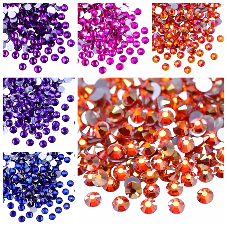 Strass de cristal para artesanato em massa, strass de fogo azul roxo sem hotfix, novidade de fábrica por atacado