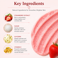Gommage au sucre à la fraise en marque privée - Exfoliant naturel végétalien riche en AHA et en vitamine C pour les taches brunes et les peaux ternes, anti-âge