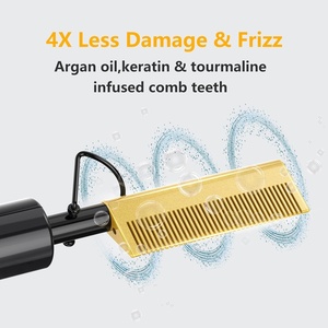 Plancha de Cobre de 500 Grados de Marca Privada, Peine Rizador Rápido, Cepillo Alisador de Cabello, Peine Eléctrico Caliente - Product Image 3