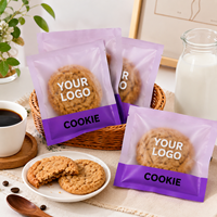 Sacs plats personnalisés avec logo imprimé pour biscuits individuels, thermoscellables, mats, avec encoches de déchirement, vente en gros