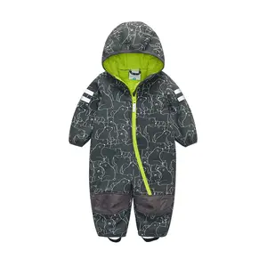 Oem Custom Outdoor Kids Softshell Hooded Jumpsuit Waterdicht Winddicht Overall Voor Kinderen Baby Rompertjes