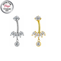 Titan-Blumen-Bauchnabelpiercing Hypoallergen 14G Innengewinde Bauchnabelpiercing mit Tropfenanhänger für Empfindliche Haut