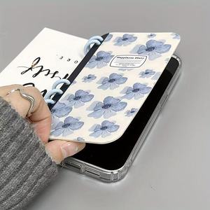 เคสโทรศัพท์มือถือแบบพับได้สำหรับ iPhone รุ่นนวัตกรรมใหม่ รูปทรงสมุดโน้ต ลายดอกไม้เพ้นท์ด้วยหมึก วัสดุ TPU โปร่งแสง กันกระแทก ปกนิ่ม - Product Image 4