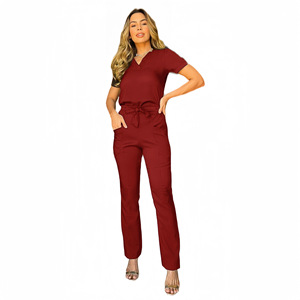 HZMNOI Women's V-Neck Scrub Set Quick Dry Moisture Wicking Workwear for Nurses Beauty Salons Spas Hospitals - Product Image 5